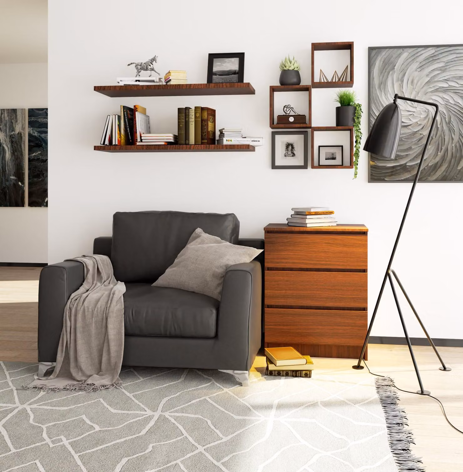 Comodino da 60 cm con 3 cassetti, credenza, mobile da 77 cm di altezza e 40 cm di profondità