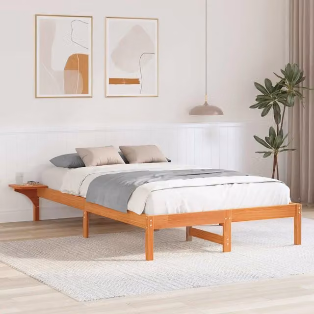 Giroletto in pino massello marrone cerato con doghe in legno L/P/H: 120 x 200 cm