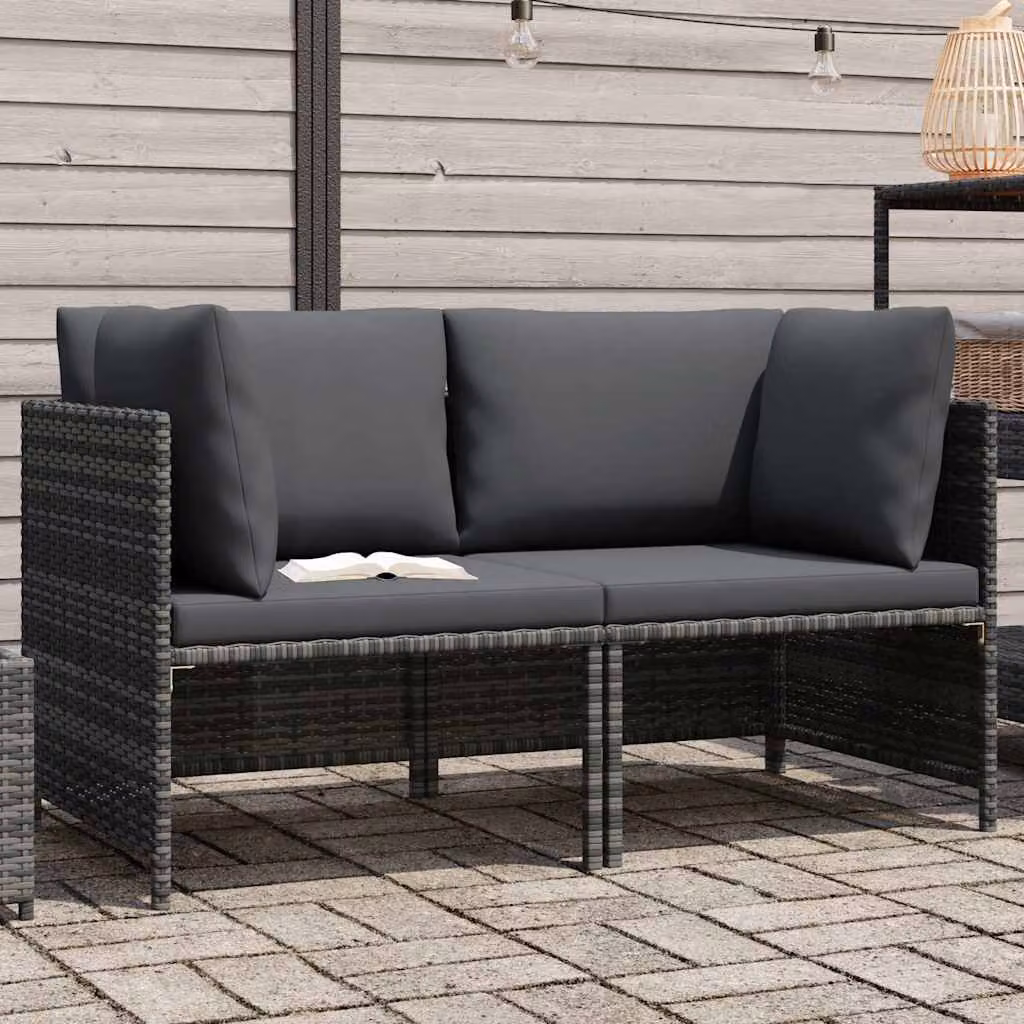 vidaXL Divano da Giardino a 2 Posti con Cuscini in Polyrattan Grigio