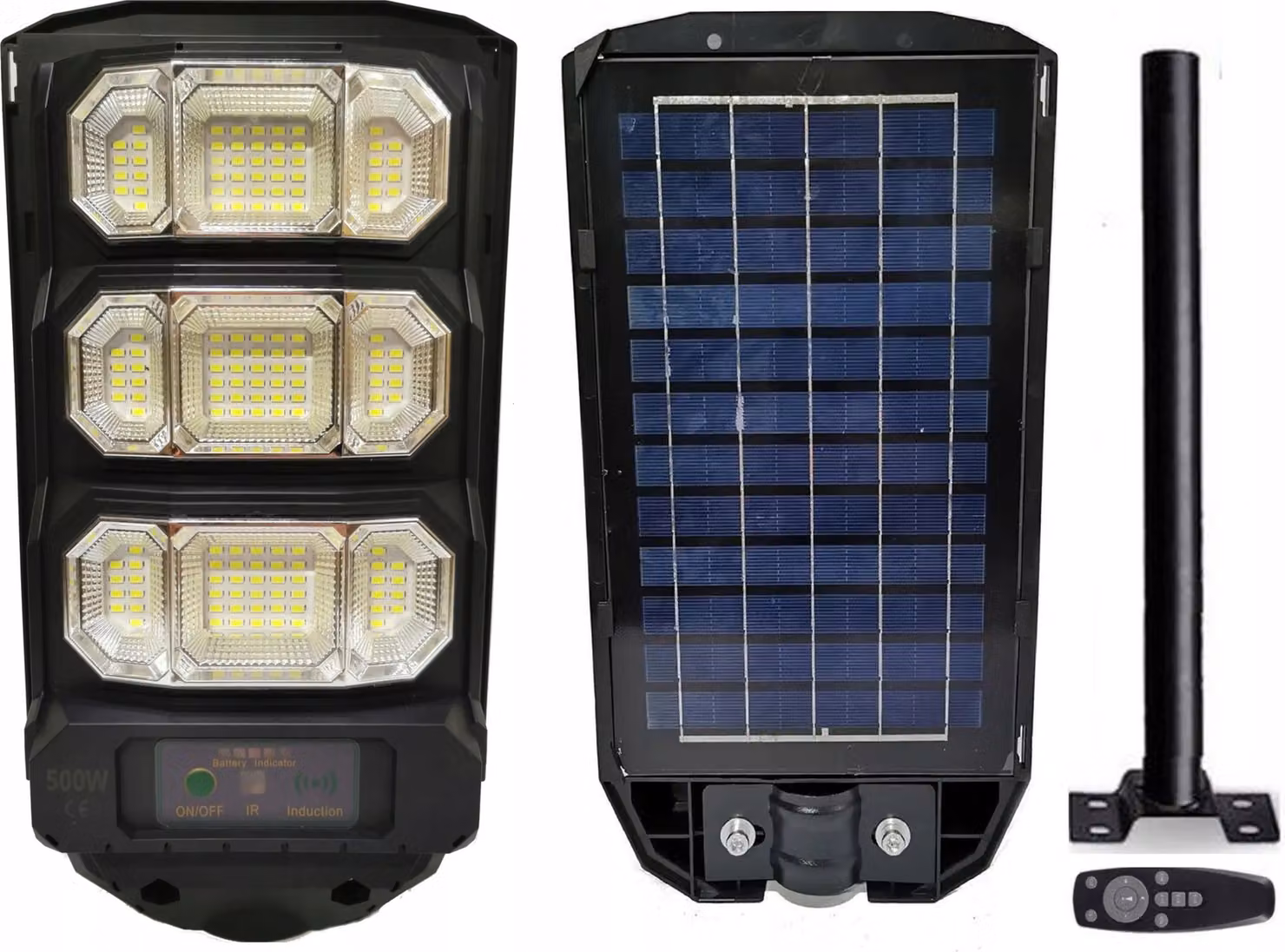 Lampione solare a LED per esterni, potente, 500 W, lanterna da giardino, altezza