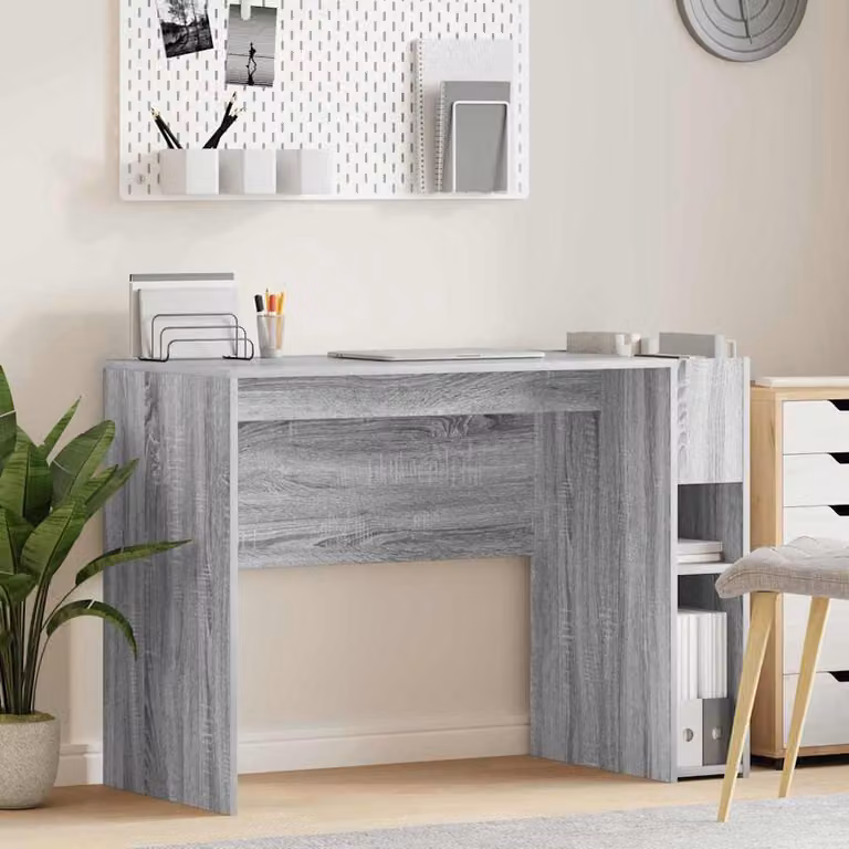 Maison Exclusive - Scrivania in legno impiallacciato effetto Sonoma grigio, dimensioni 109 x 50 x 78 cm