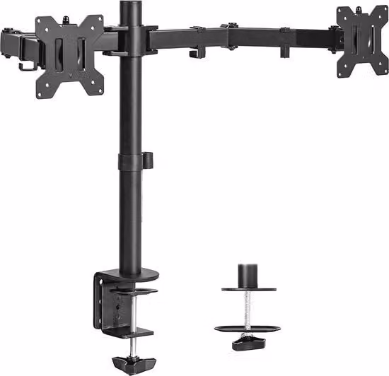 Supporto per Doppio Monitor Regolabile per 2 Schermi fino a 30 Pollici - Supporto per Scrivania Heavy Duty