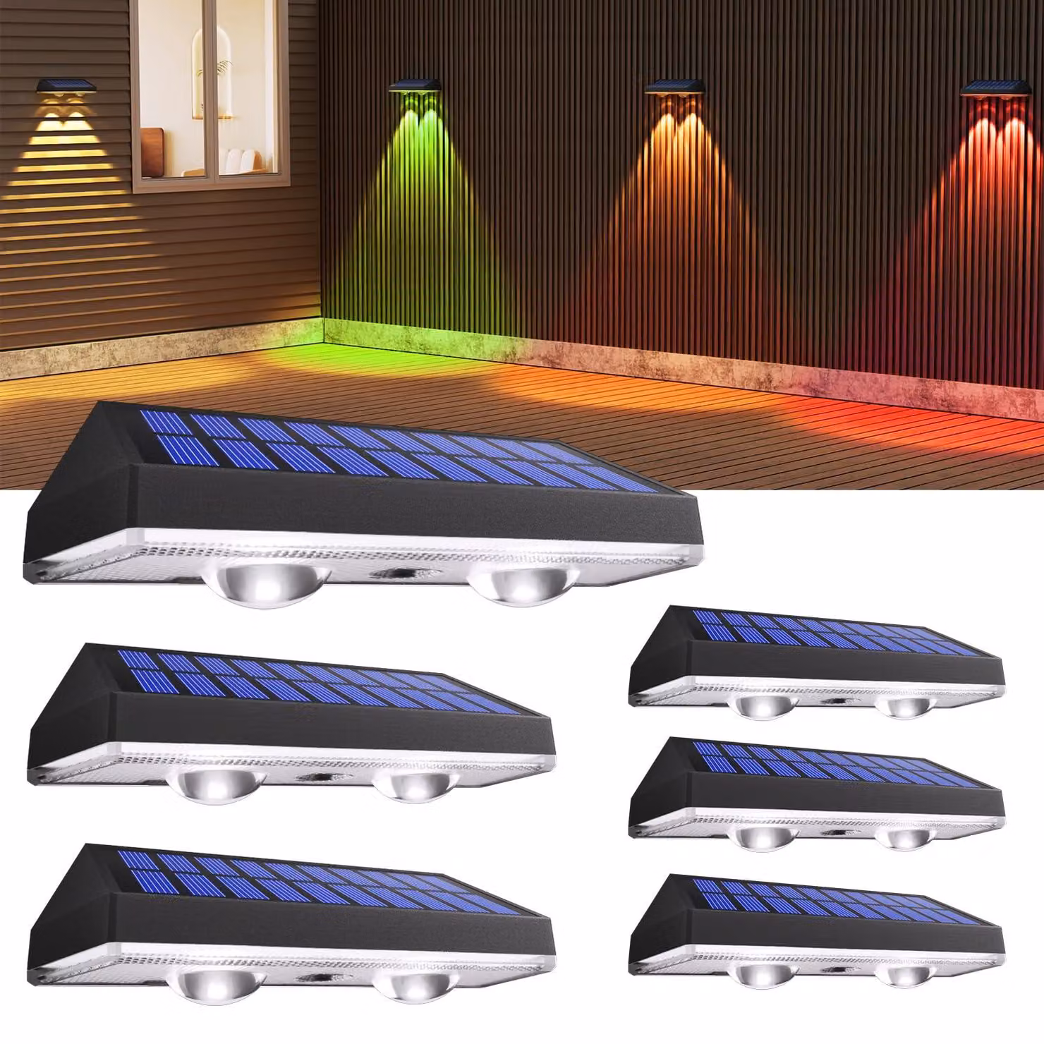 Lampade solari a LED, confezione da 6, RGB, grado di protezione IP65, 50 lumen, ideali per il giardino