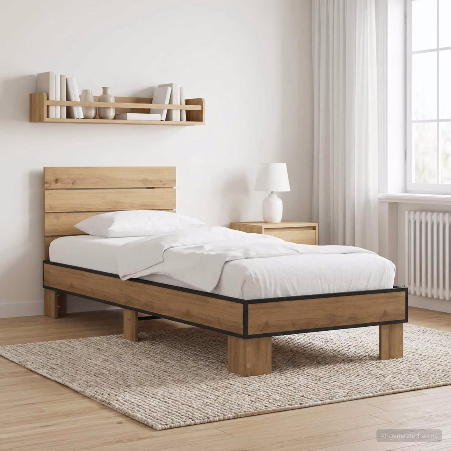 Struttura letto con testata vidaXL in legno Rovere, colore marrone, L 80 x P 200 cm