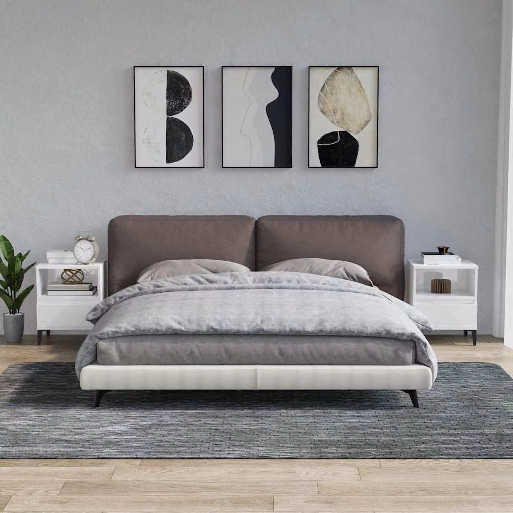 Set di 2 comodini vidaXL in bianco lucido L/P/H: 40 x 35 x 50 cm
