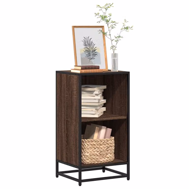 Libreria in stile industriale vidaXL in legno e metallo, colore marrone, L 40 cm x P 35 cm x H 76 cm