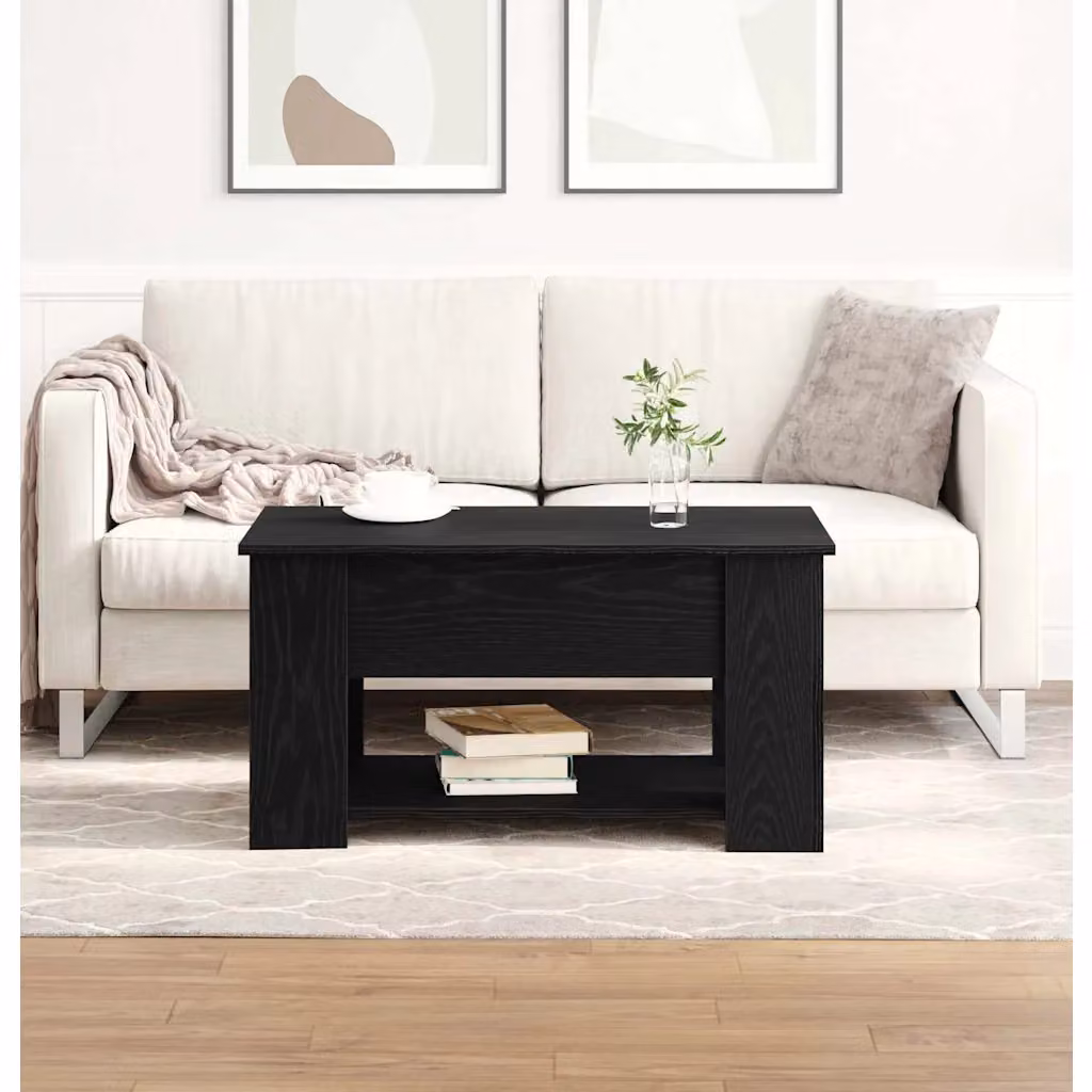 vidaXL Tavolino da salotto moderno rettangolare in legno nero L: 79 cm, P: 49 cm, H: 41 cm