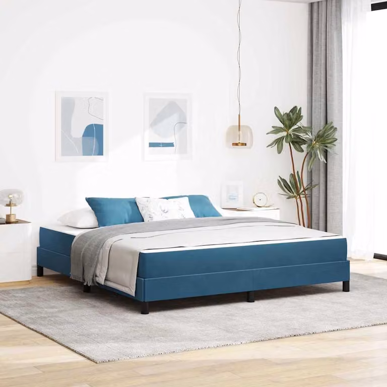 Maison Exclusive - Letto boxspring con materasso blu scuro 180 x 200 cm Tessuto