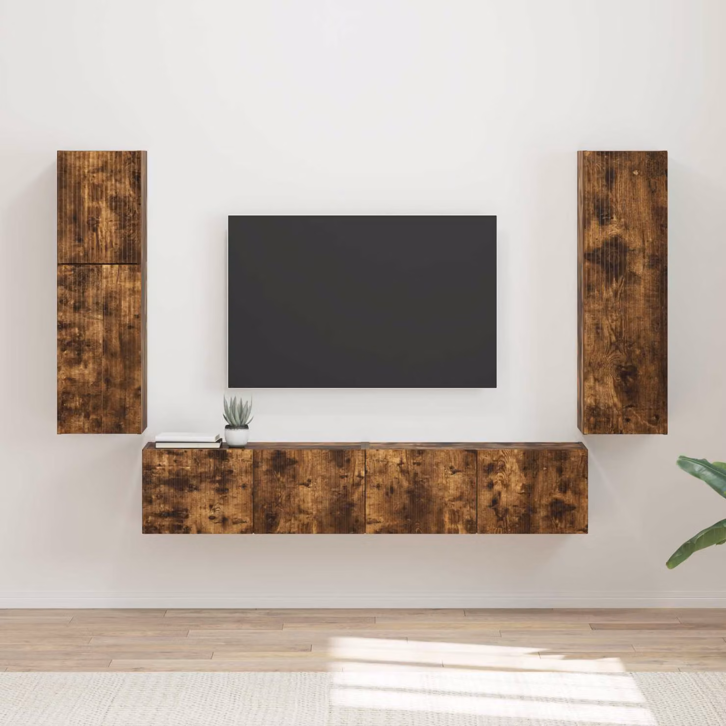 Set mobile TV moderno vidaXL in legno MDF color rovere fumé marrone – 1