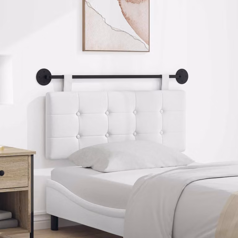 Testiera per letto sospesa vidaXL in tessuto bianco con design moderno e geometrico L: 110 cm, H: 55 cm, P: 6 cm