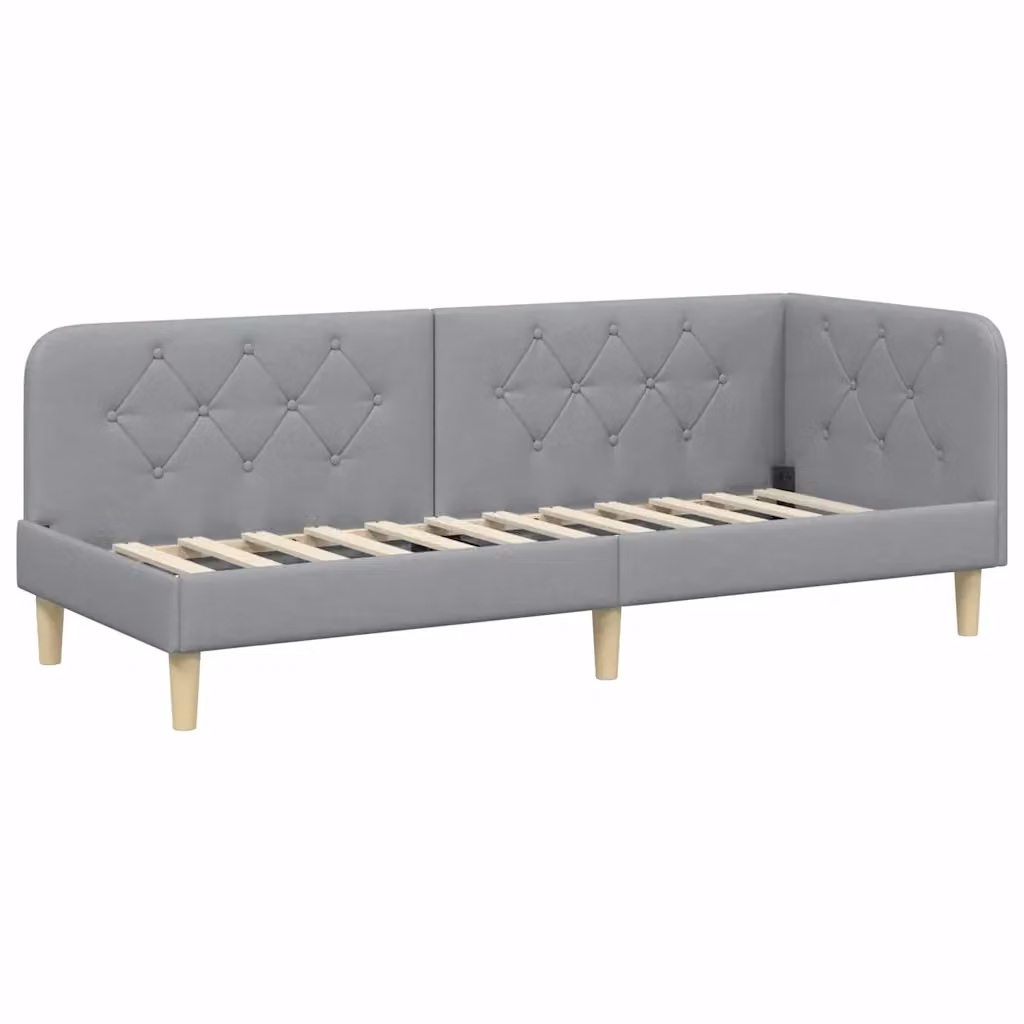 Cornice del letto ad angolo vidaXL in tessuto grigio, L 80 x P 200 cm – 2