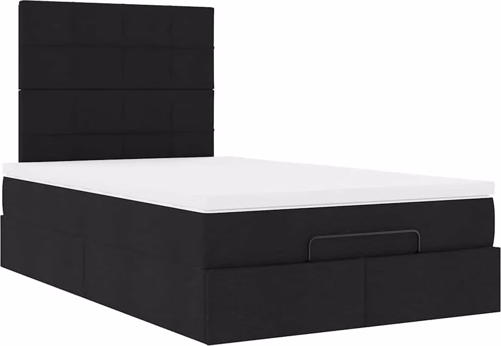 Struttura Letto Pouf con Materasso Nero 120x190 cm in Tessuto