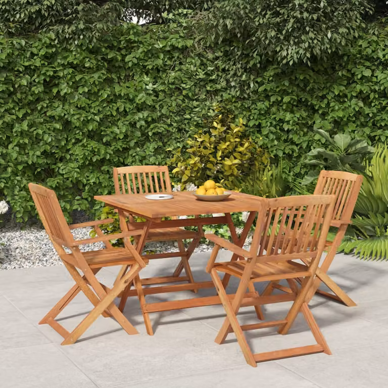 vidaXL Set da Pranzo per Giardino in Legno di Acacia Marrone, 5 Pezzi
