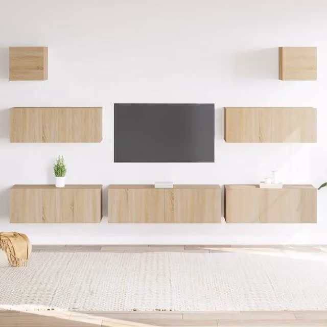 Set di Mobili Porta TV 7 pz-Set di 7 Credenza per TV Rovere Sonoma in Legno Multistrato 339601