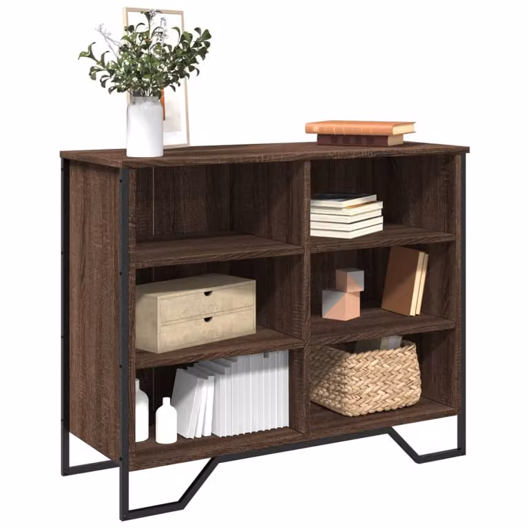 Credenza moderna vidaXL in legno multistrato color rovere marrone L: 91 cm, P: 35,5 cm, H: 74,5 cm