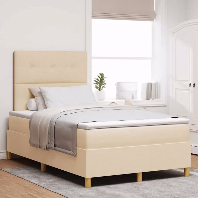 Letto a molla con illuminazione LED e testiera vidaXL, colore beige, L/P: 120 x 200 cm