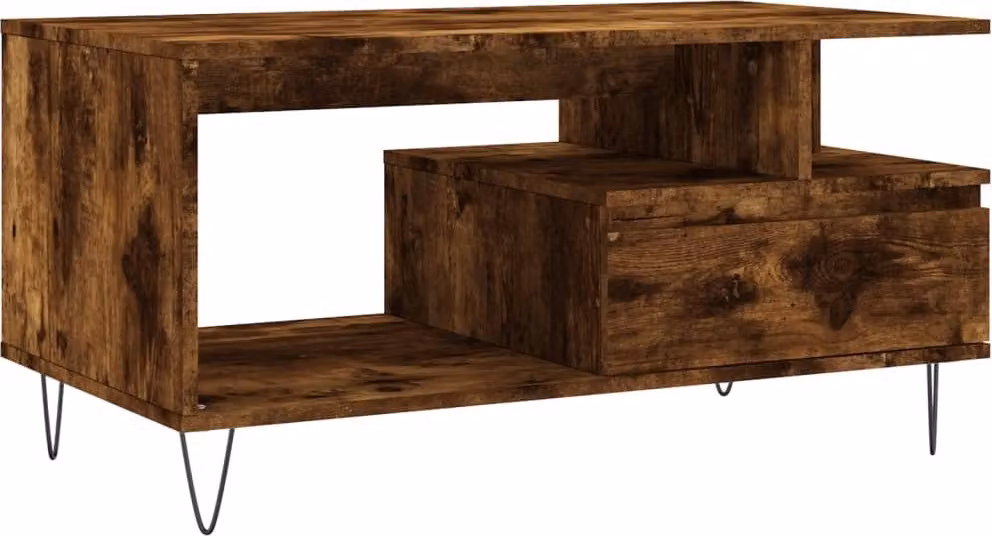 Tavolino da Salotto Rovere Fumo 90x49x45 cm Legno Multistrato