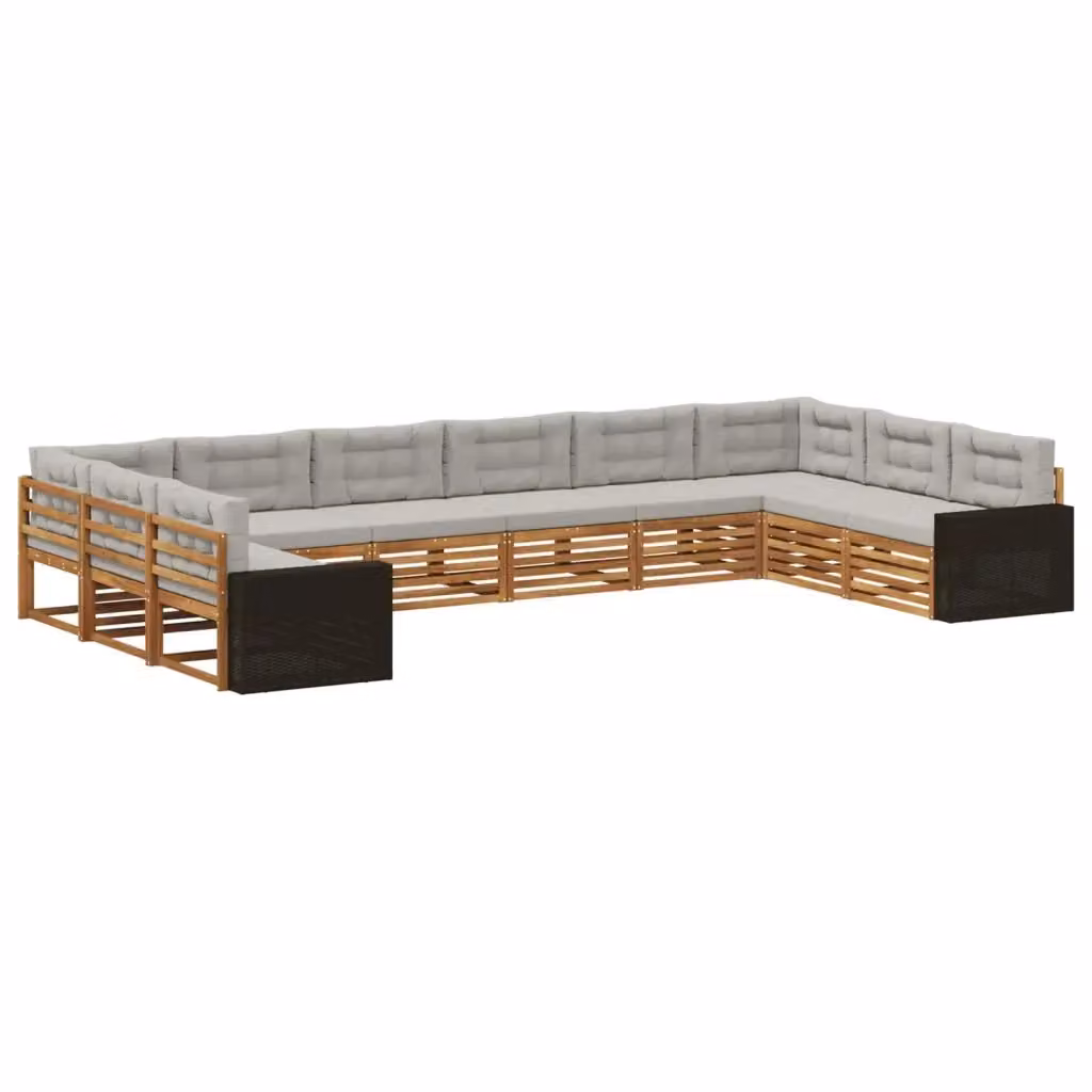 Set di divani da giardino vidaXL in legno di acacia con cuscini beige e grigi – 2