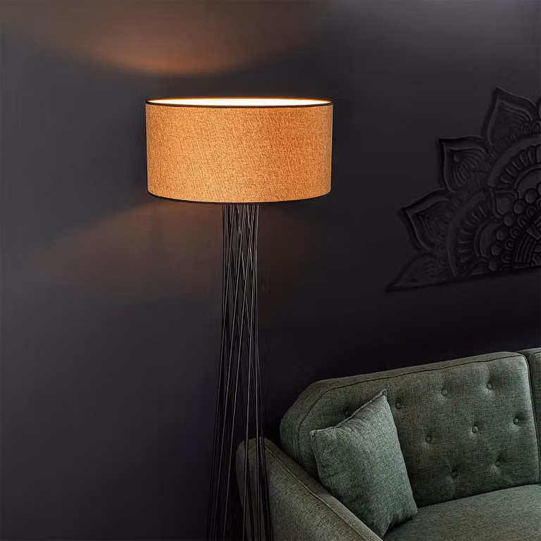 Opviq, lampada da terra industriale con struttura in metallo, larghezza 50 cm, altezza 175 cm, profondità 50 cm | Attacco E27, max. 40 W, cavo da 200 cm | Design elegante per ambienti moderni, colore marrone.