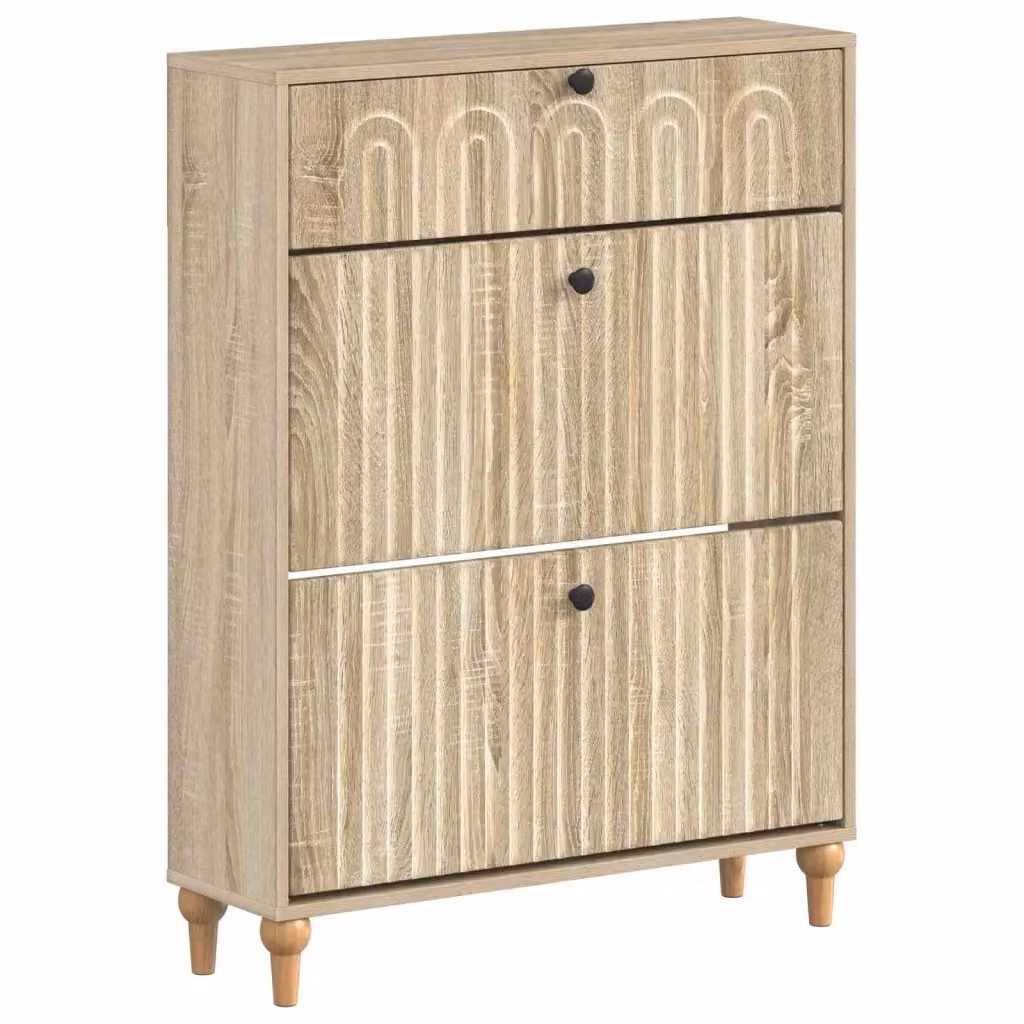 Mobile per scarpe moderno vidaXL in legno e metallo, L/P/H: 78 x 24 x 103 cm – 2