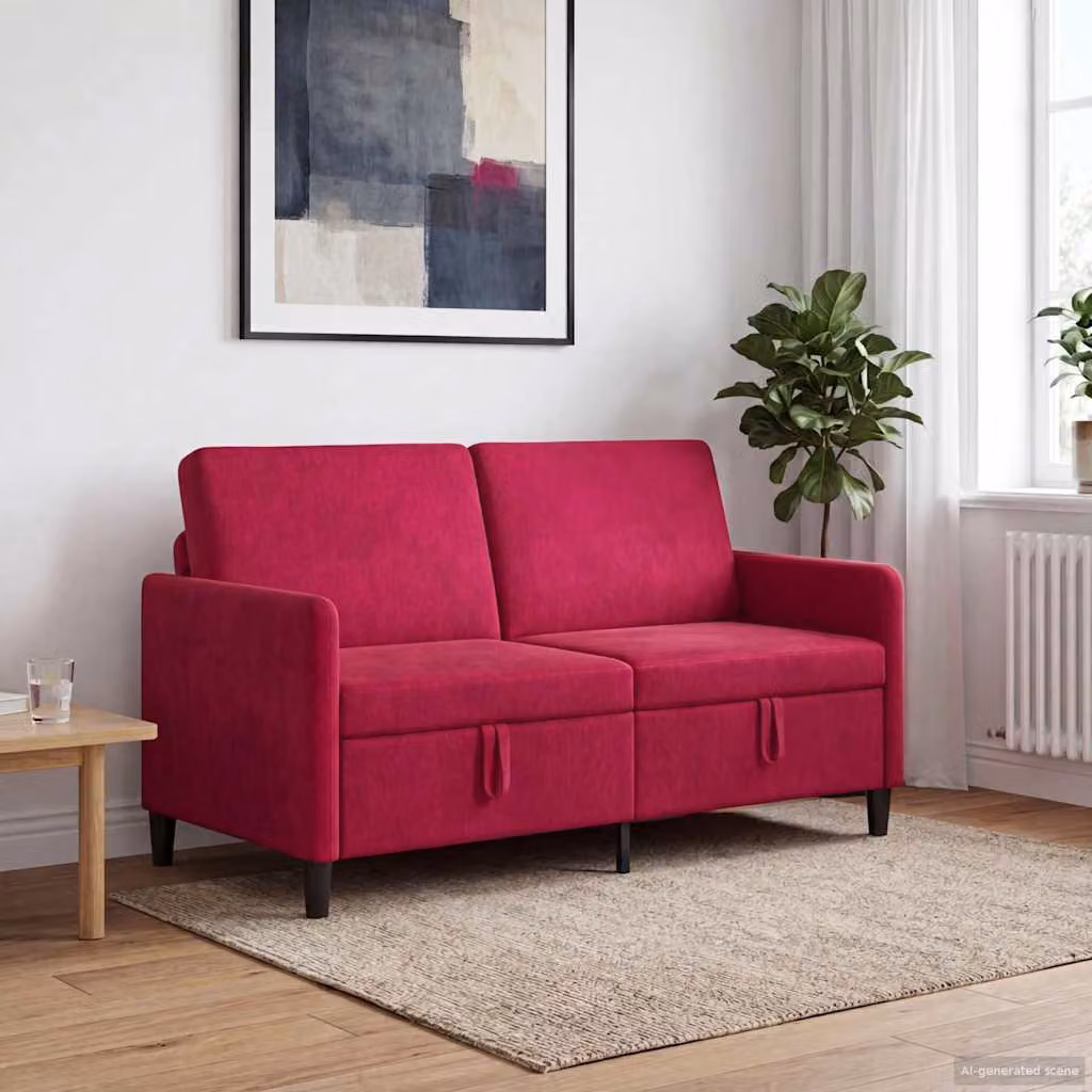 Divano moderno vidaXL con contenitore apribile in tessuto rosso per il tuo soggiorno L: 152 cm, P: 78 cm, H: 87 cm