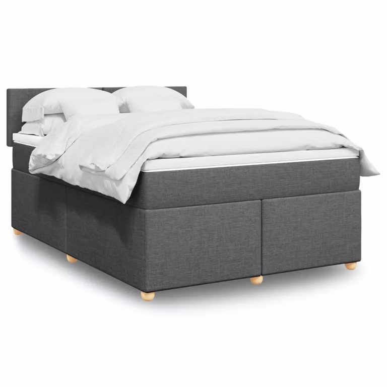vidaXL Giroletto a Molle con Materasso Ibrido in Tessuto Grigio e Bianco L/P/H: 160 x 200 x 100,5 cm
