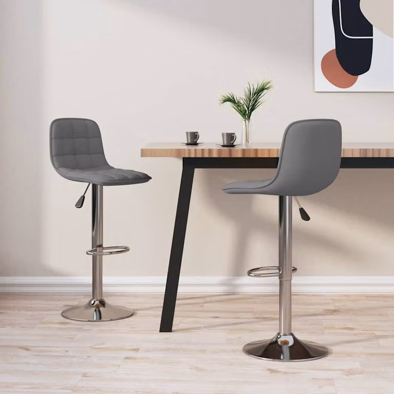 Set di 2 sgabelli da bar vidaXL in tessuto grigio chiaro con base girevole a 360 gradi