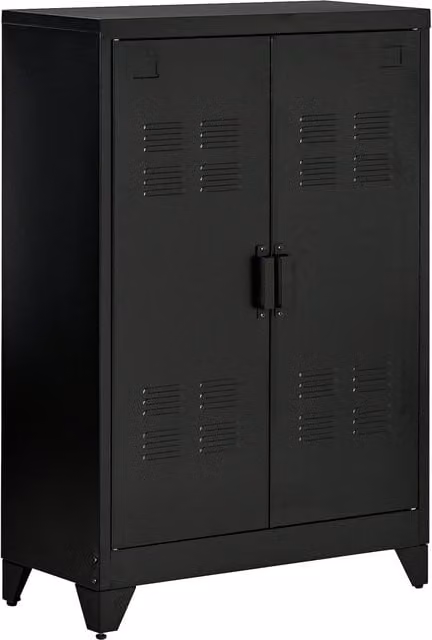 Armadio a 2 Ante Zephmum in Stile Industriale Nero Metallico L: 75 cm, P: 33 cm, H: 110 cm – 1