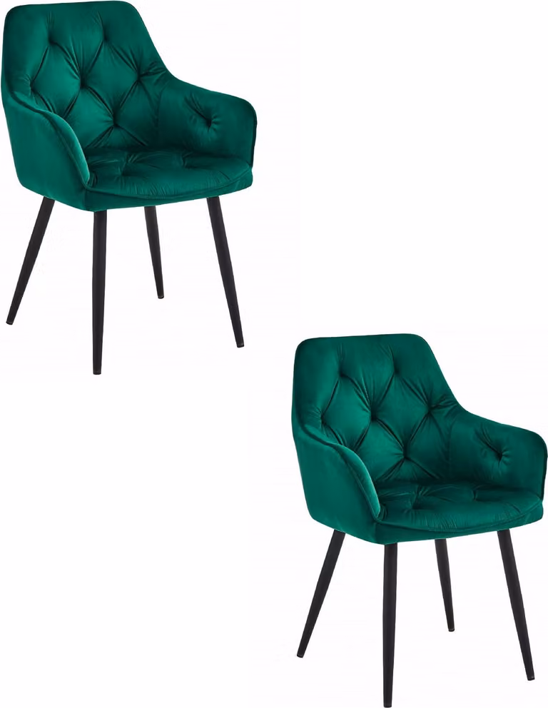 Sedia JORK - velluto verde scuro / gambe nere x 2