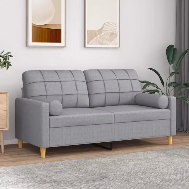 Divano a 2 posti moderno vidaXL in tessuto grigio con cuscini e coperture rimovibili – 1