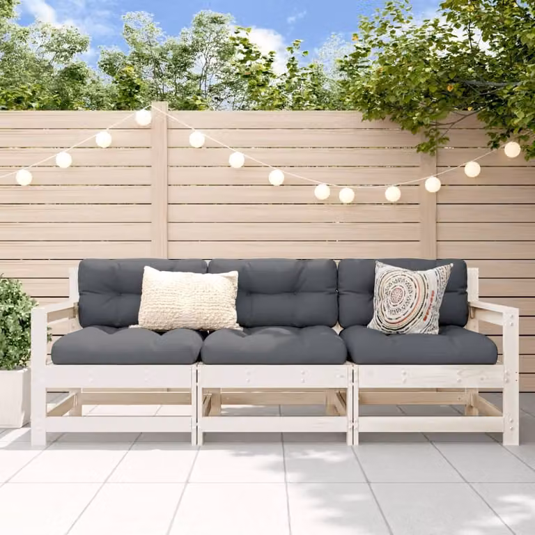 Maison Exclusive - Set da giardino 3 pezzi bianco in legno massello di pino