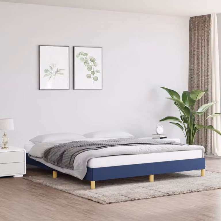 The Living Store Struttura letto blu 180×200 cm in tessuto