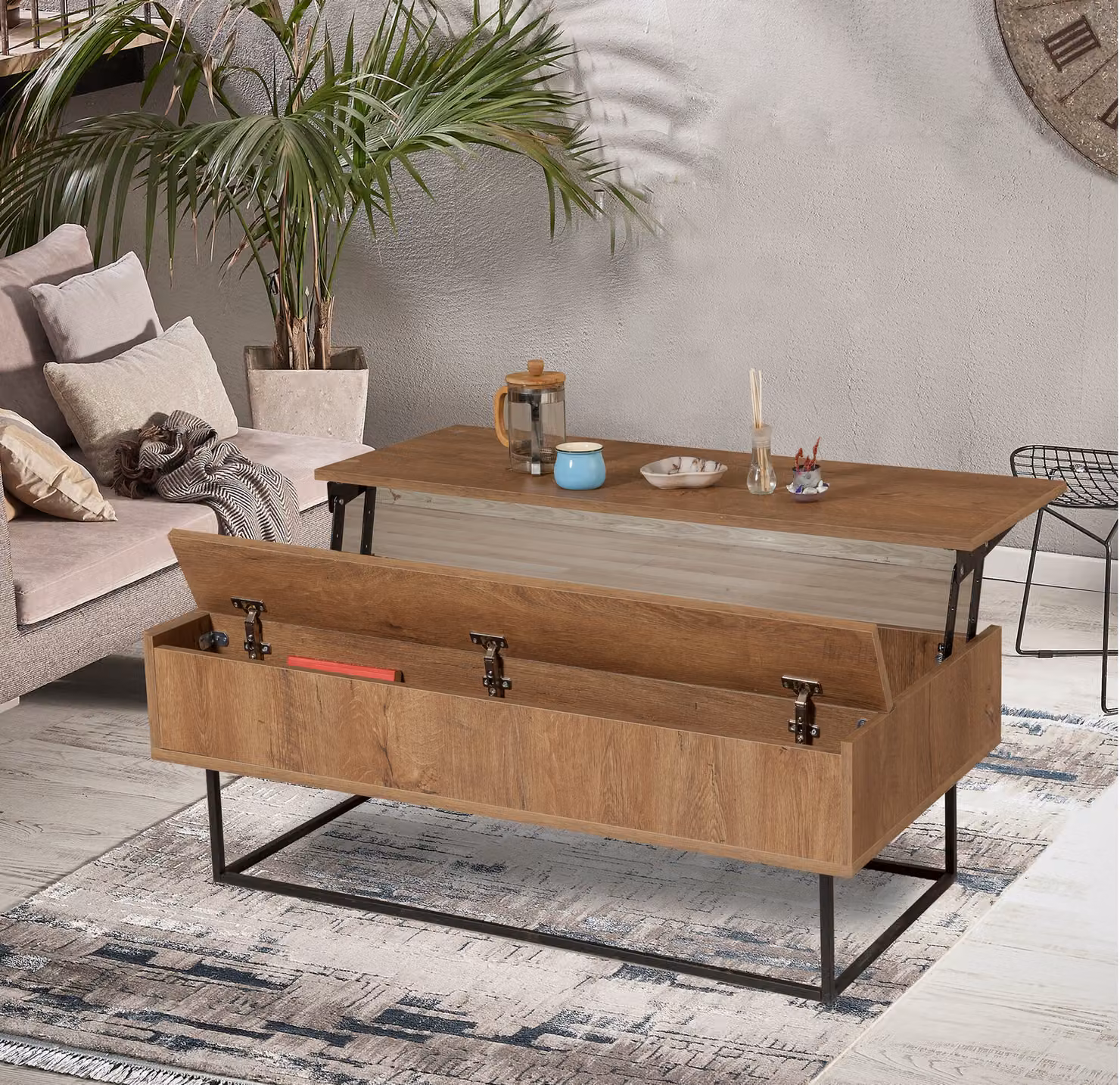Skye Decor, Est- EstSPH, colore noce, nero, tavolini, 43x120x60 cm, 100% pannello di particelle rivestito in melamina