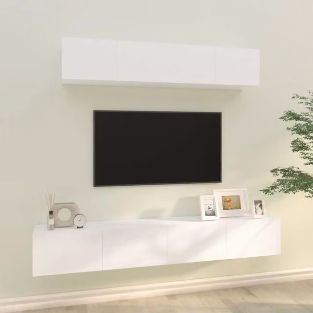 Set di Mobili Porta TV 4 pz Bianco in Legno Multistrato 3114526