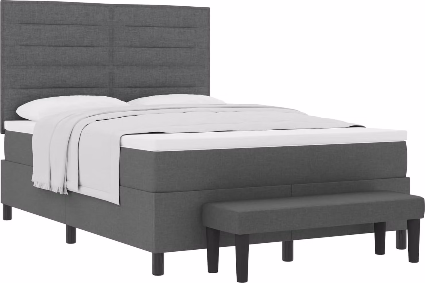 Letto a molle con cuscino Grigio scuro 140 x 190 cm Tessuto