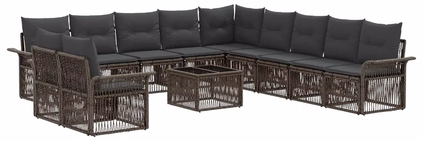 Set Divano da Giardino 12 pcs Grigio polyrattan