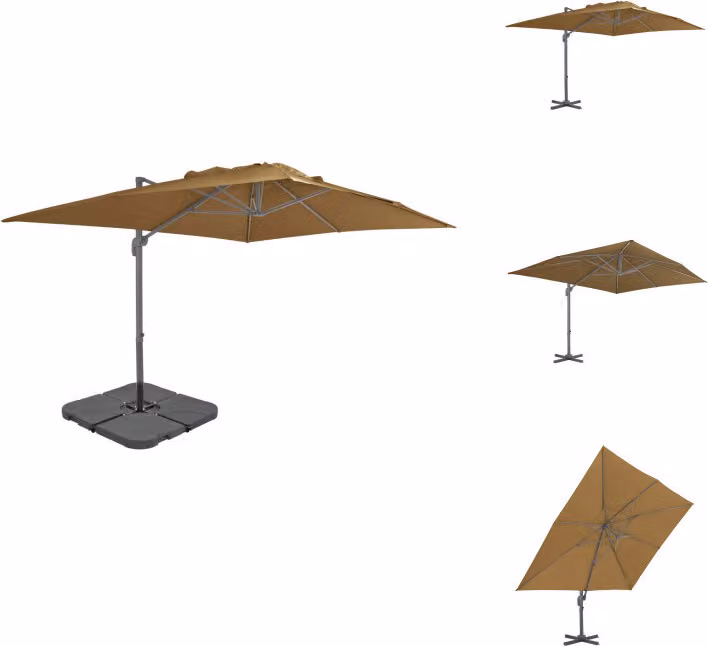 vidaXL Ombrellone con portaombrelli Taupe - Ombrelloni e parasole