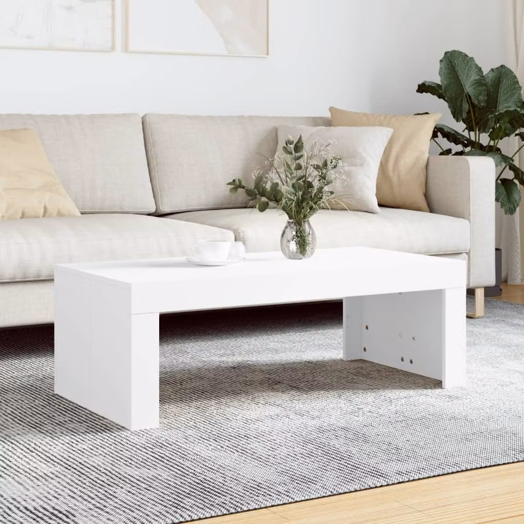 Tavolino The Living Store bianco 102x50x36 cm in materiale ligneo