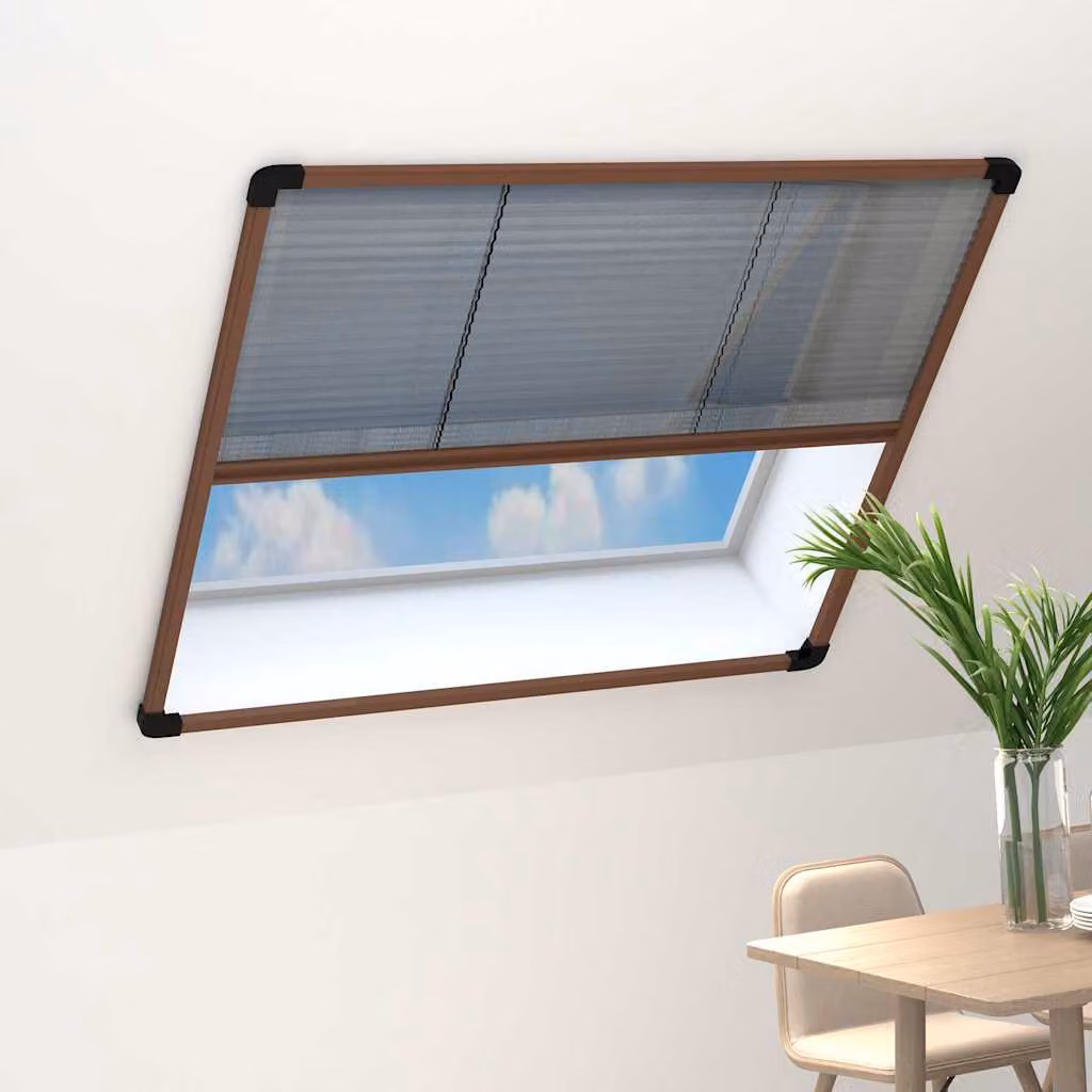 vidaXL Zanzariera Plissettata per Finestre in Alluminio Marrone 120 x 120 cm
