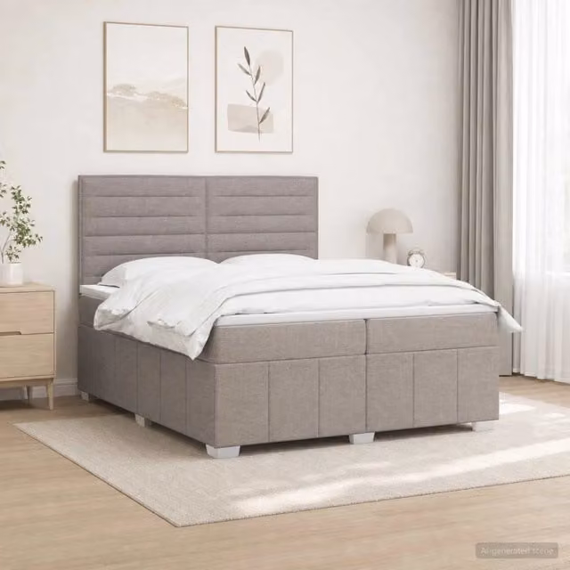 Letto box spring con materasso Tortora 200 x 200 cm Tessuto 3454215