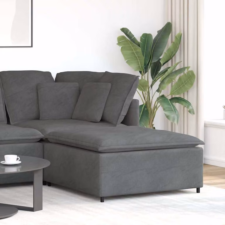 vidaXL Modulo Poggiapiedi Divano Modulare in Velluto Grigio L/P/H: 100 x 100 x 48 cm