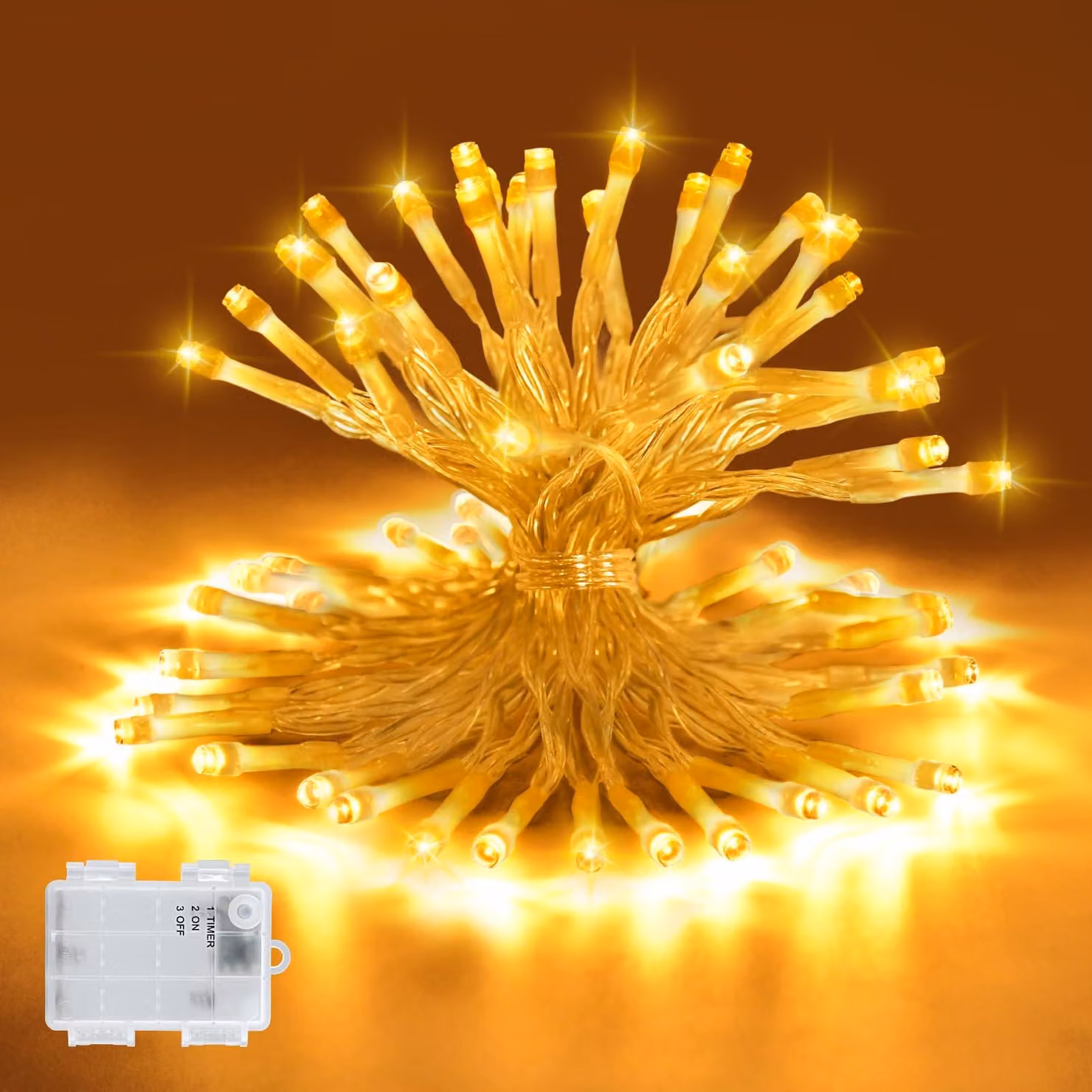 Catena luminosa a batteria, 3 metri, 30 LED, luce bianca calda, per interni, con timer, ideale per Natale, matrimoni, camere da letto, feste, giardini