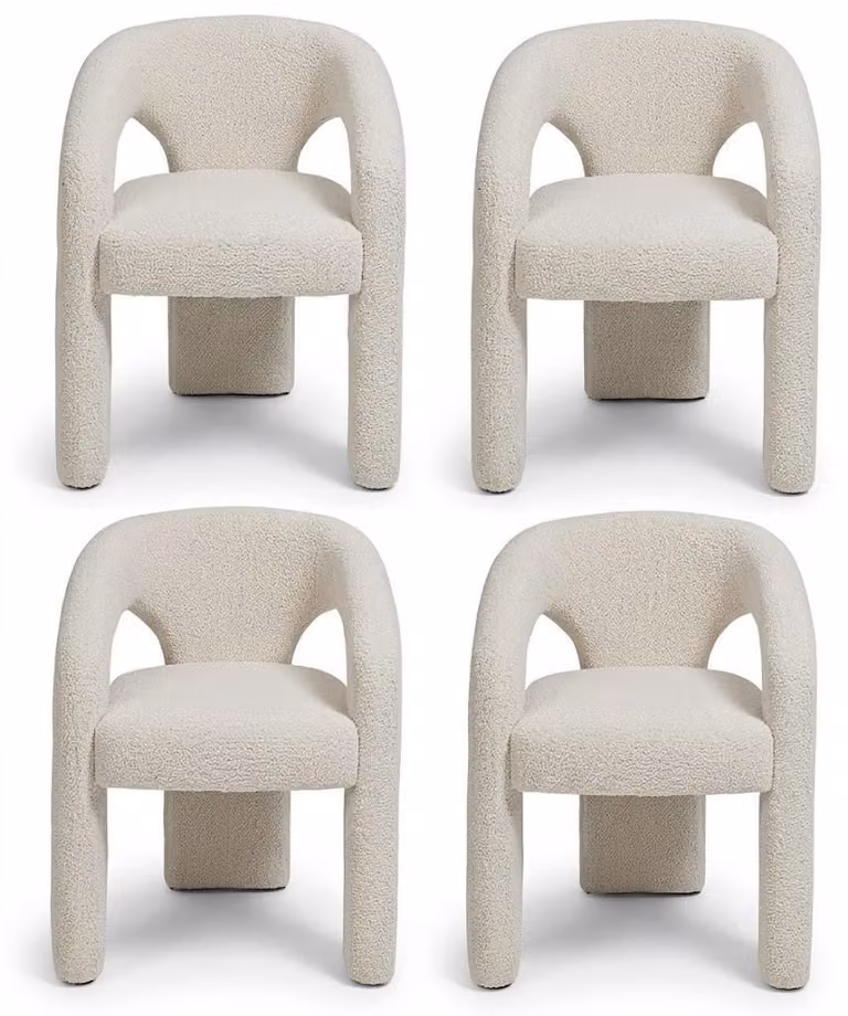 Set di sedie dal design moderno, colore bianco, tessuto confortevole, stabili ed eleganti
