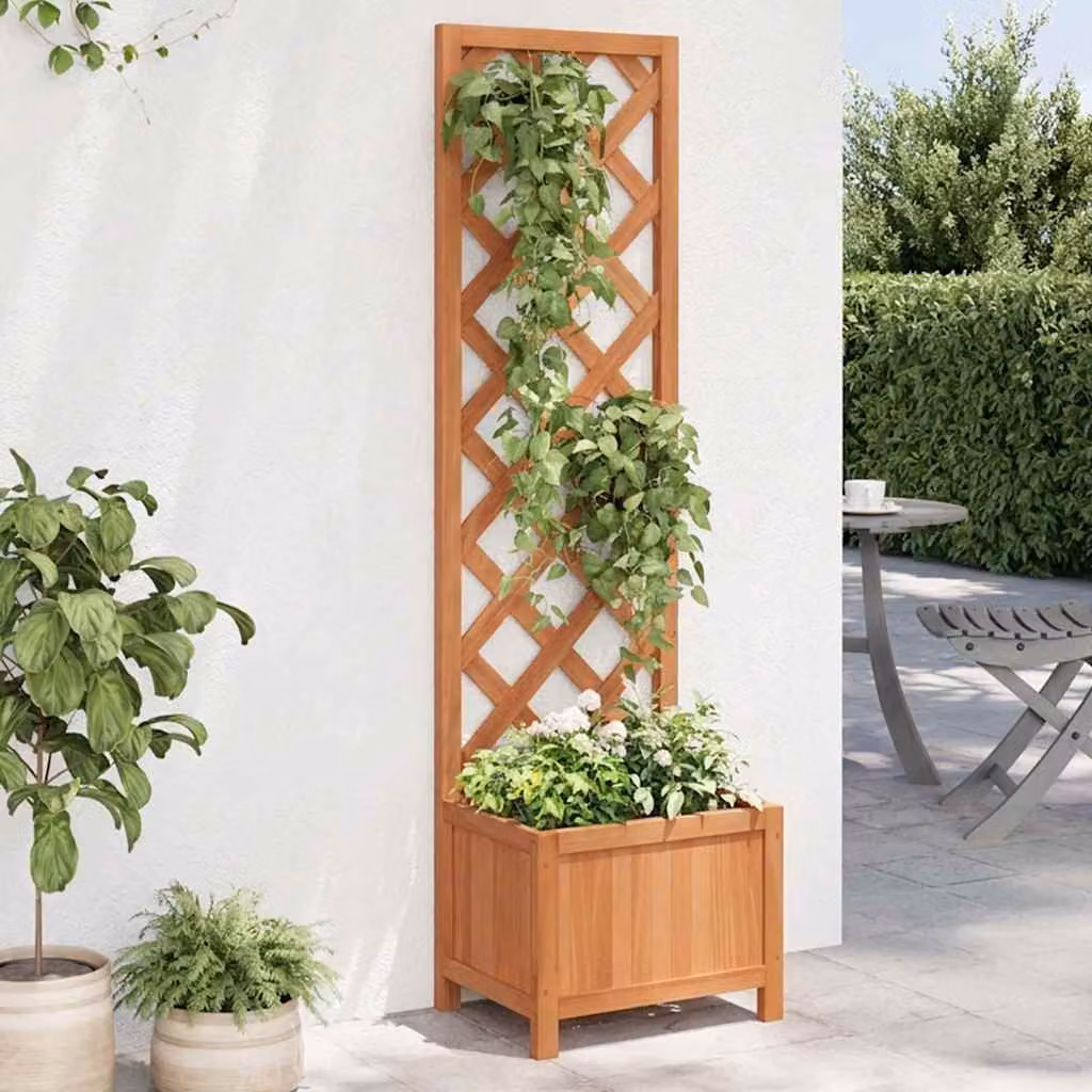 Fioriera con Traliccio vidaXL in Legno di Abete Massello, Marrone, L/P/H: 40 x 30 x 135 cm