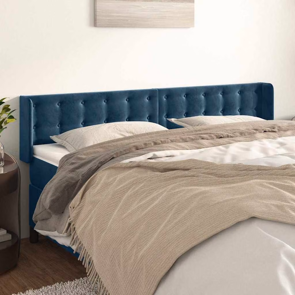 Testiera ad orecchio vidaXL in velluto blu scuro L: 183 cm, P: 16 cm, H: 78-88 cm