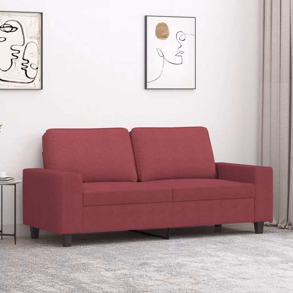 vidaXL Divano Moderno a 2 Posti in Tessuto Rosso con Struttura in Metallo