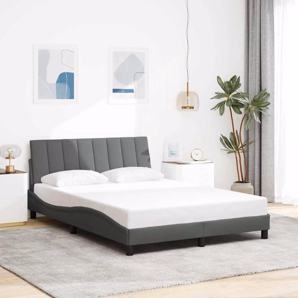 vidaXL Giroletto Hanko senza Materasso in Tessuto Grigio L/P/H: 120 x 200 cm