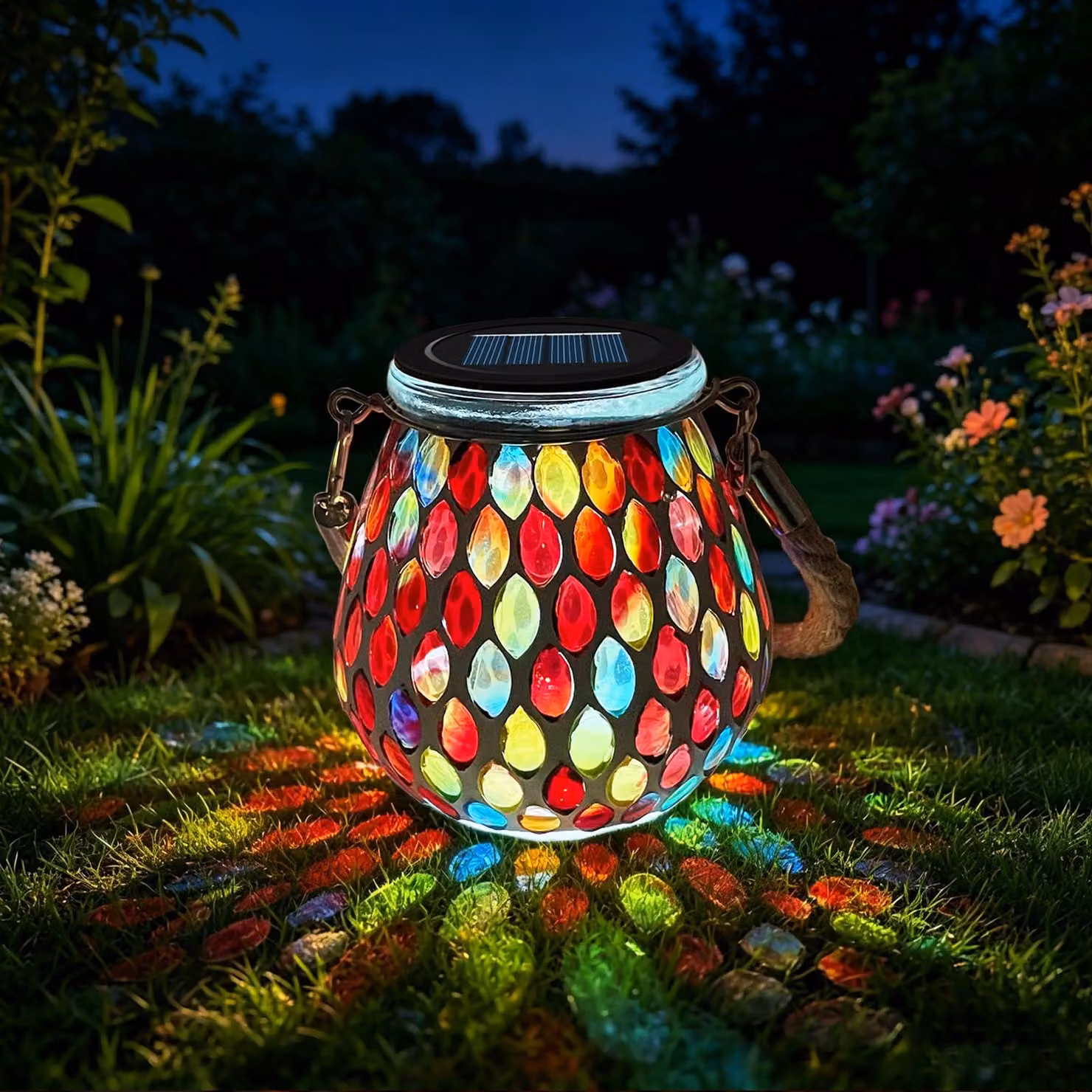 Lampada solare a forma ovale, grado di protezione IP65, luce LED bianca fredda, confezione singola