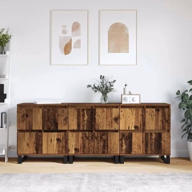 Credenza 3 pz Legno vecchio 60 x 35 x 70 cm 3394575