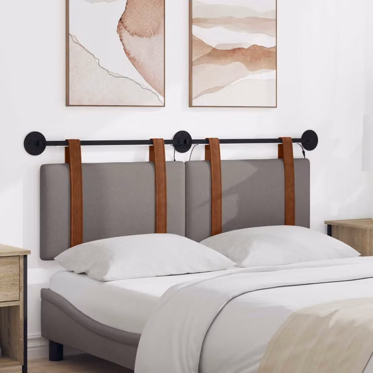 Testiera sospesa vidaXL in similpelle con illuminazione integrata, colore tortora